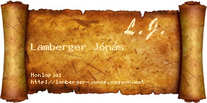 Lamberger Jónás névjegykártya